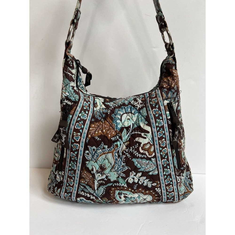 Blue Brown Vera Bradley Java Blue Shoulder Handbag Purse Retired 2006
